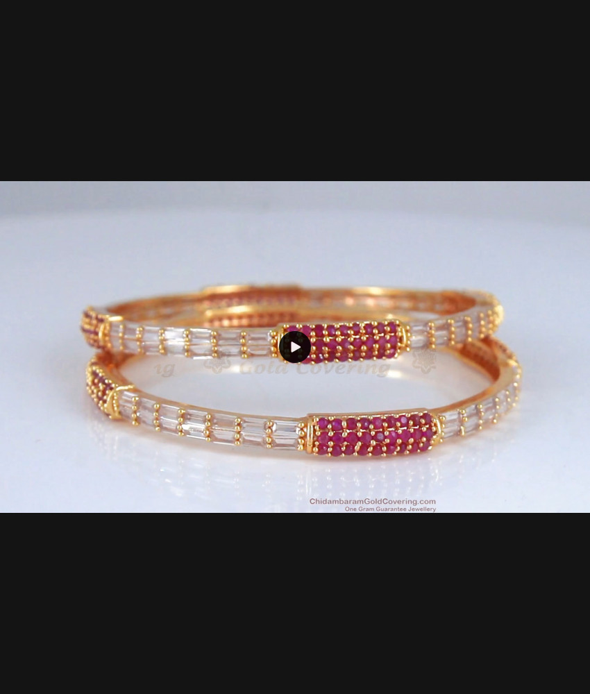 BR1974-2.6 Size CZ White Stone One Gram Gold Bangle Design Shop Online