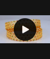 BR1979-2.2 Majestic Broad One Gram Gold Kada Bangles With Ruby Emerald Stones