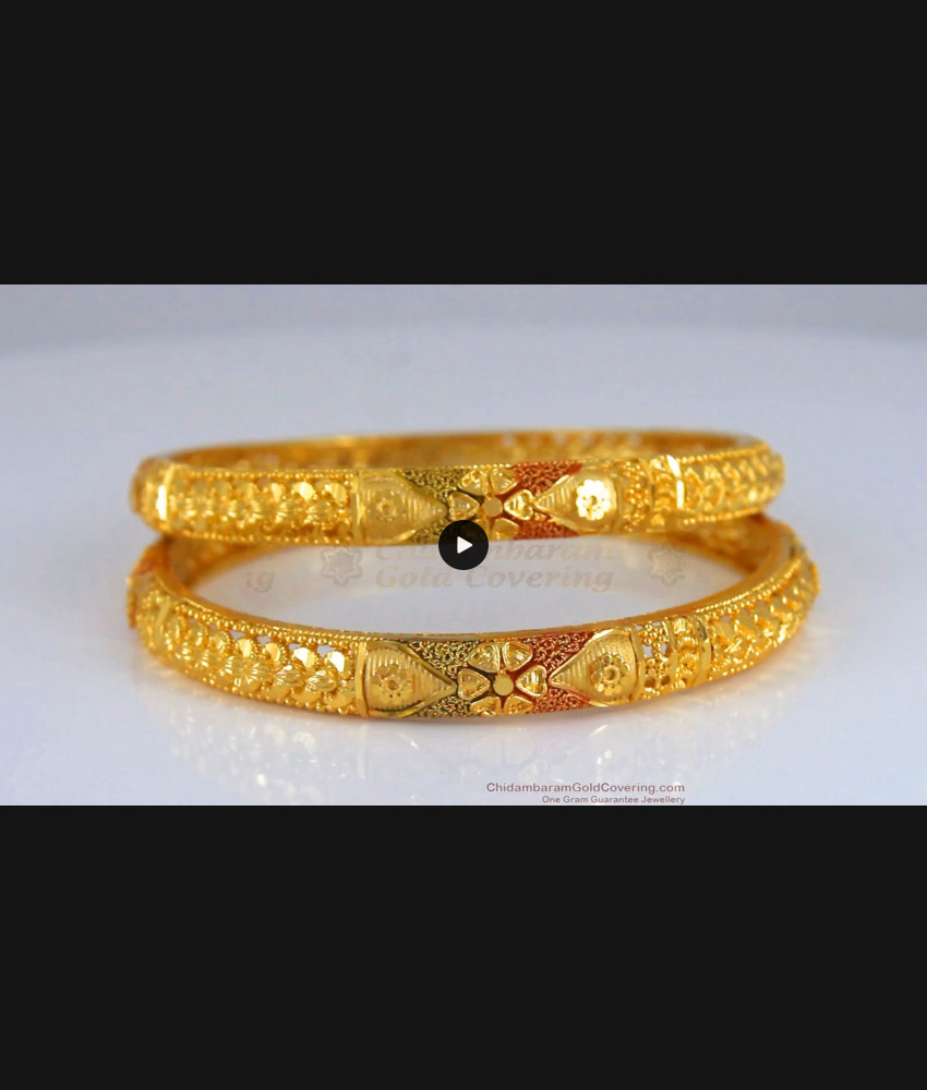 BR1989-2.6 Size Real Gold Meenakari Pattern Forming Bangle Bridal Wear