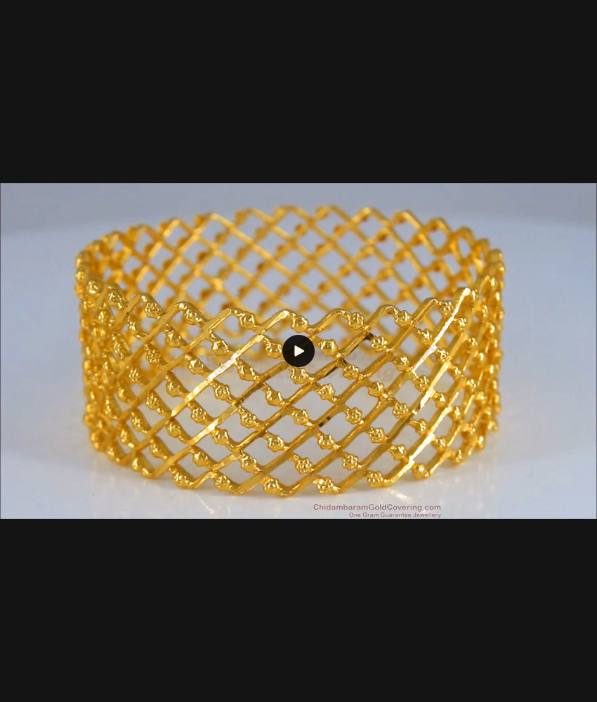 BR1991-2.10 Size Single Kada Real Gold Plated Bangle Broad Design Bridal Wear