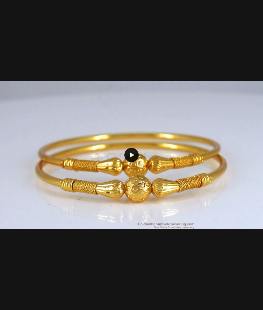 BR1994-2.10 Size One Gram Gold Bangle Ball Design Daily Wear