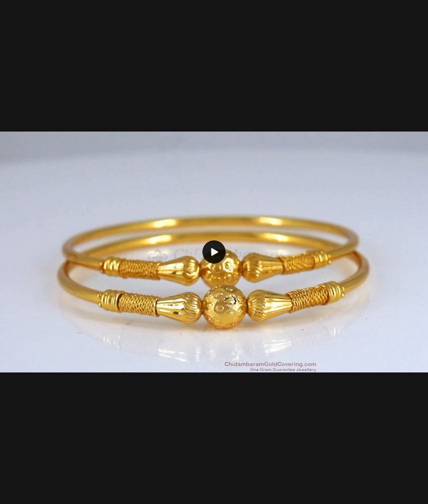 BR1994-2.8 Size One Gram Gold Bangle Ball Design Daily Wear