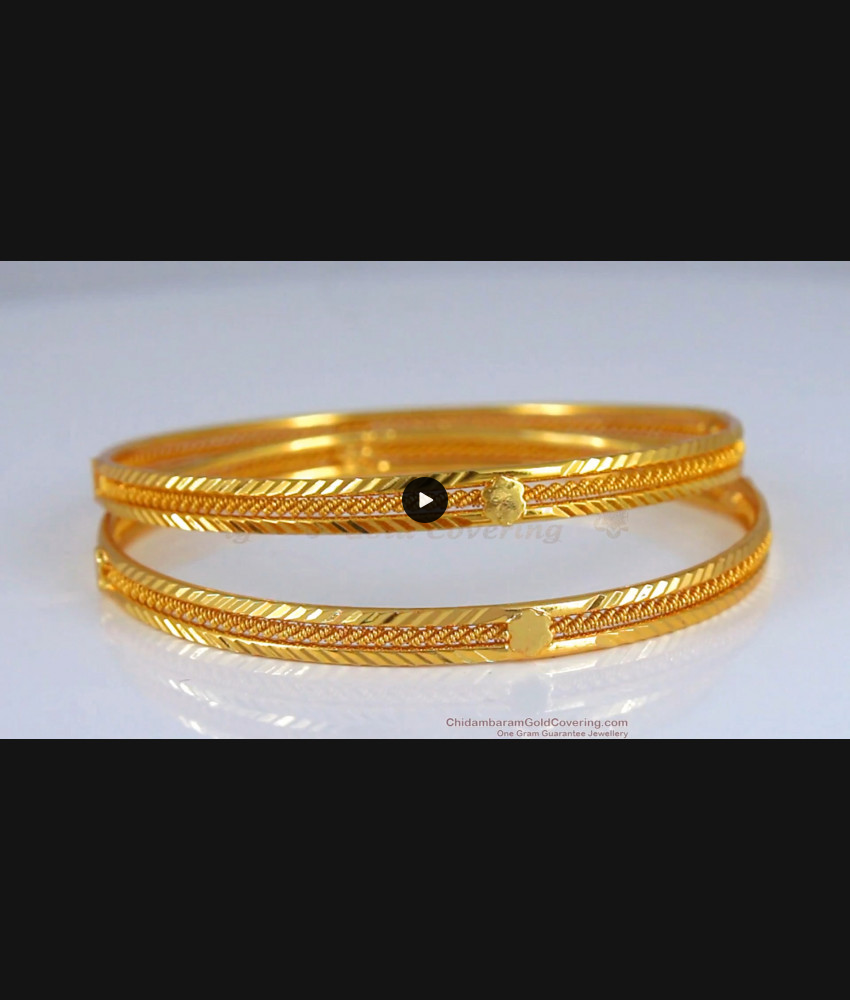 BR1999-2.4 Size Simple Daily Wear Gold Plated Bangle For Women