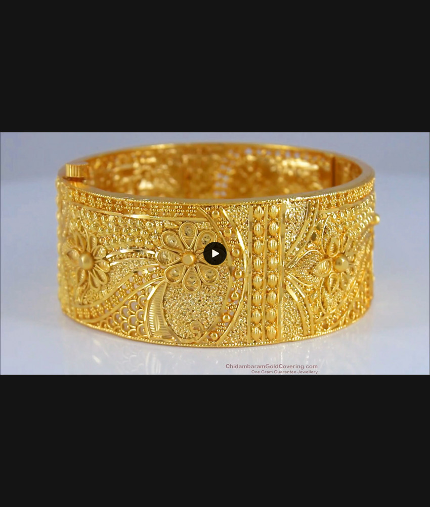BR2008-2.6 Size 2 Gram Gold Broad Kada Bangle Screw Type Bridal Jewelry