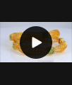 BR2020-2.4 Size One Gram Gold Bangle Leaf Design Green Emerald Collections