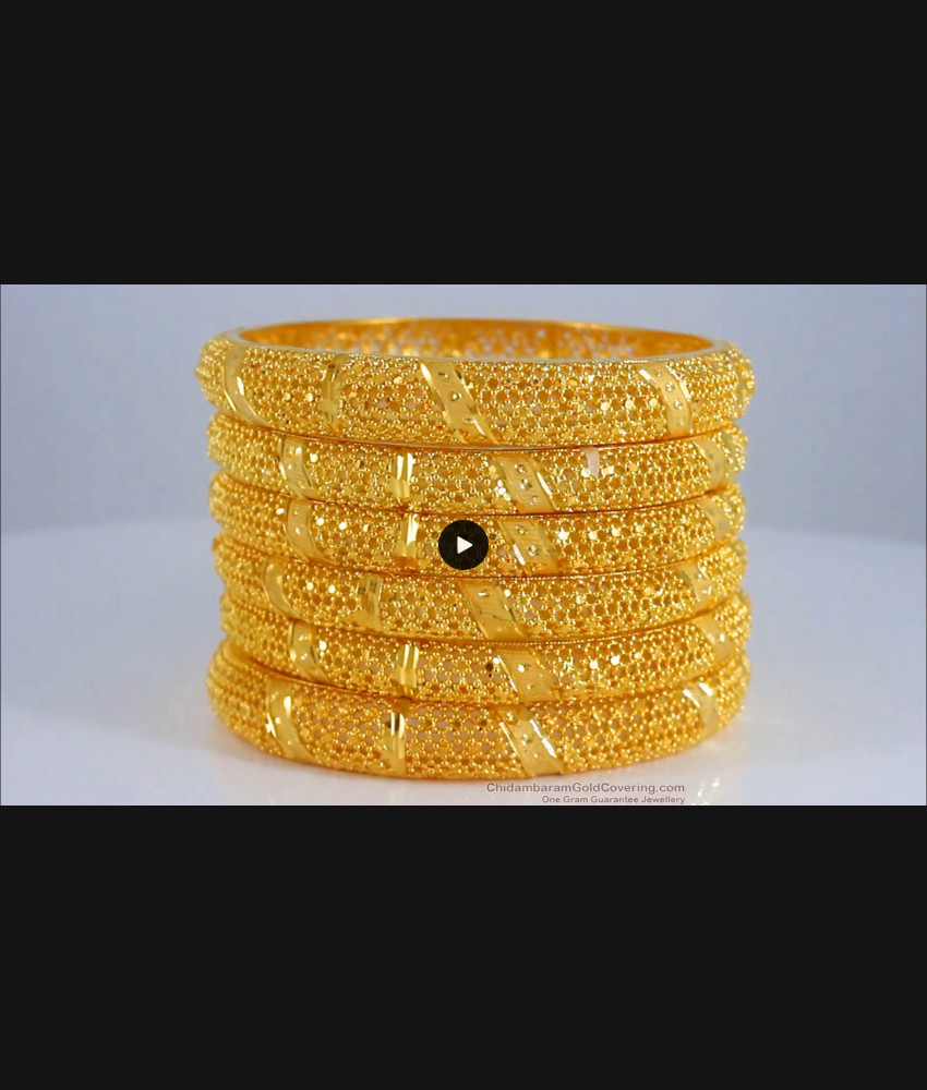 BR2042-2.6 Beautiful Two Gram Gold Bangles Net Pattern For Marriage