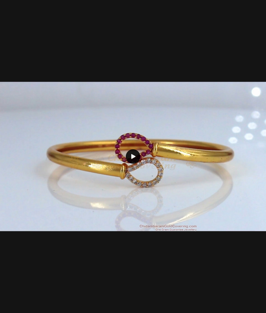 1 Gram Gold Bracelet With Full Ruby AD White Stone Collection Online BRAC287
