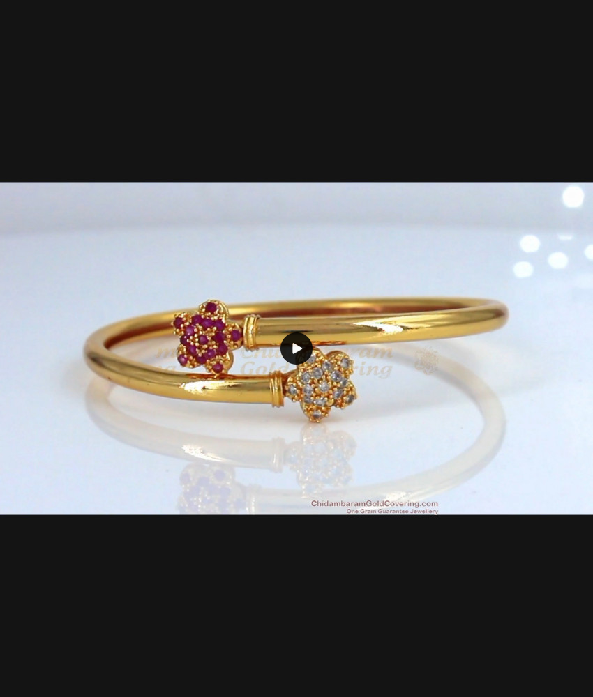 Real One Gram Gold Bracelet With Full Ruby AD White Stone Collection Online BRAC292