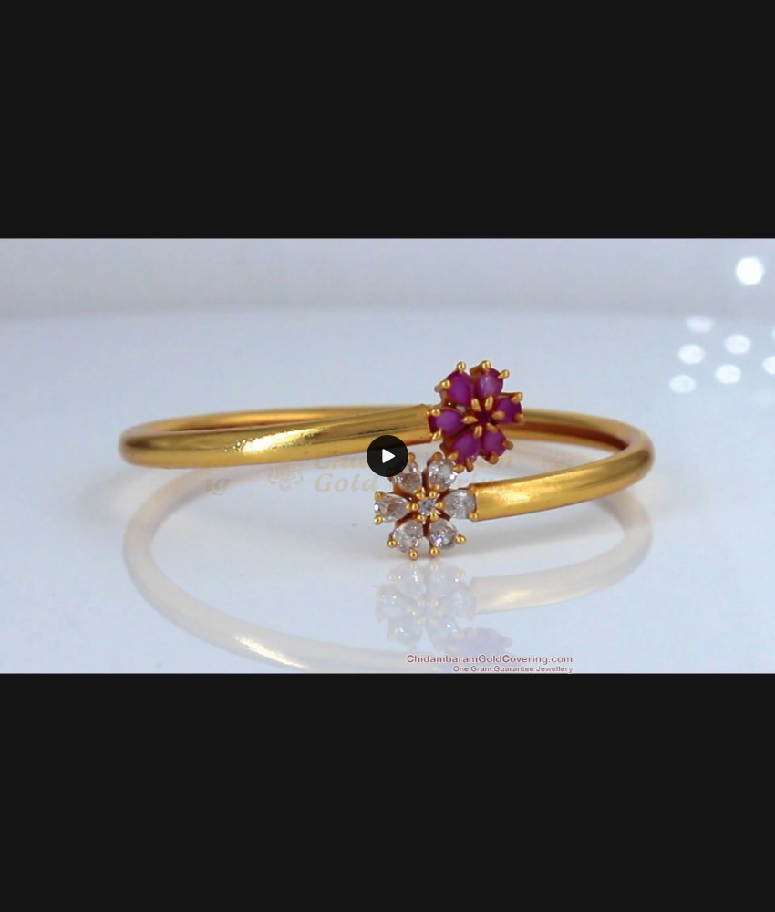 Trendy One Gram Gold Bracelet With Full Ruby AD White Stone Collection Online BRAC293