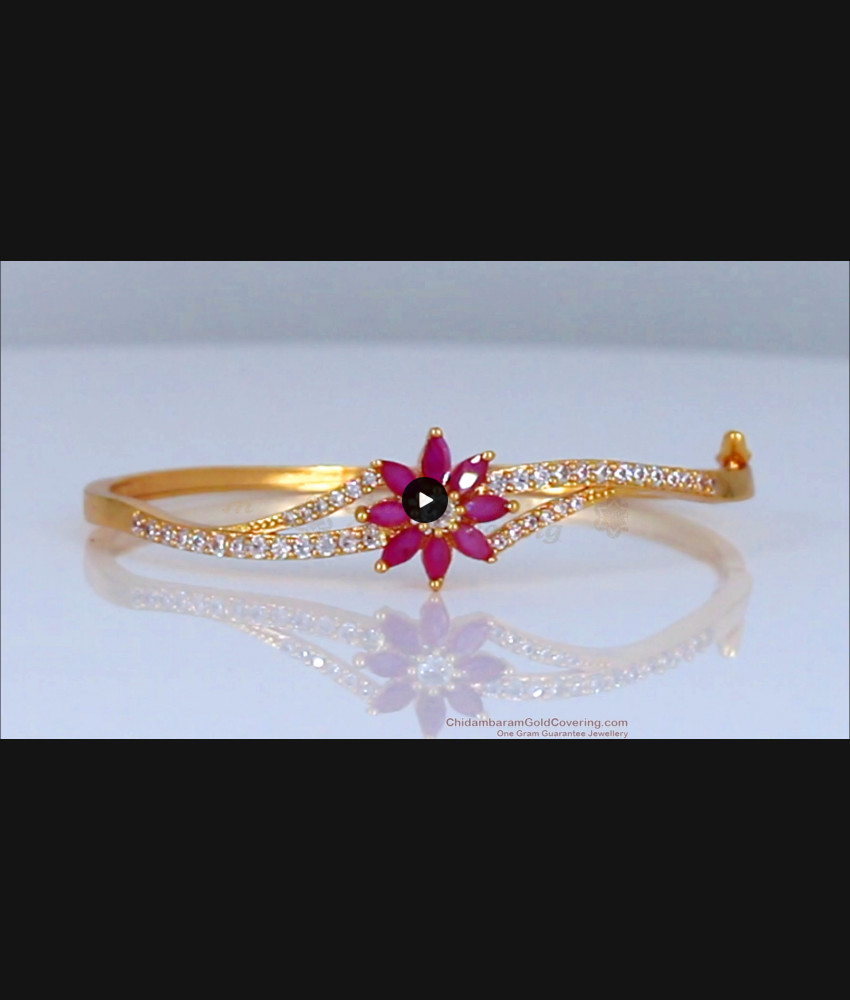 Fantastic Flower Design Ruby Stone Gold Bracelet BRAC306