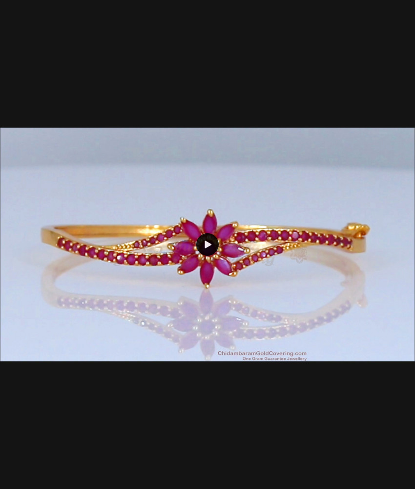 Attractive Flower Full Ruby Stone Gold Bracelet BRAC307