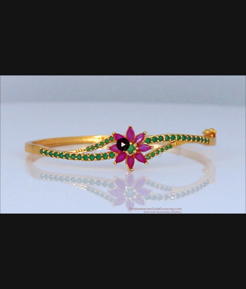 Ruby Emerald Stone Gold Open Type Bracelet For Girls BRAC308