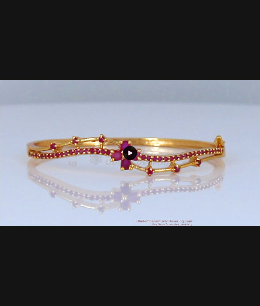 Dazzling Full Ruby Stone Gold Open Type Bracelet BRAC309