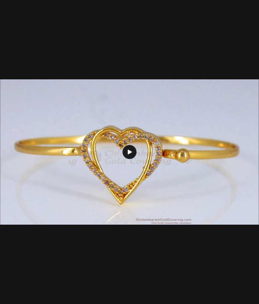 Attractive Hearty Design White Stone Gold Bracelets For Women BRAC346