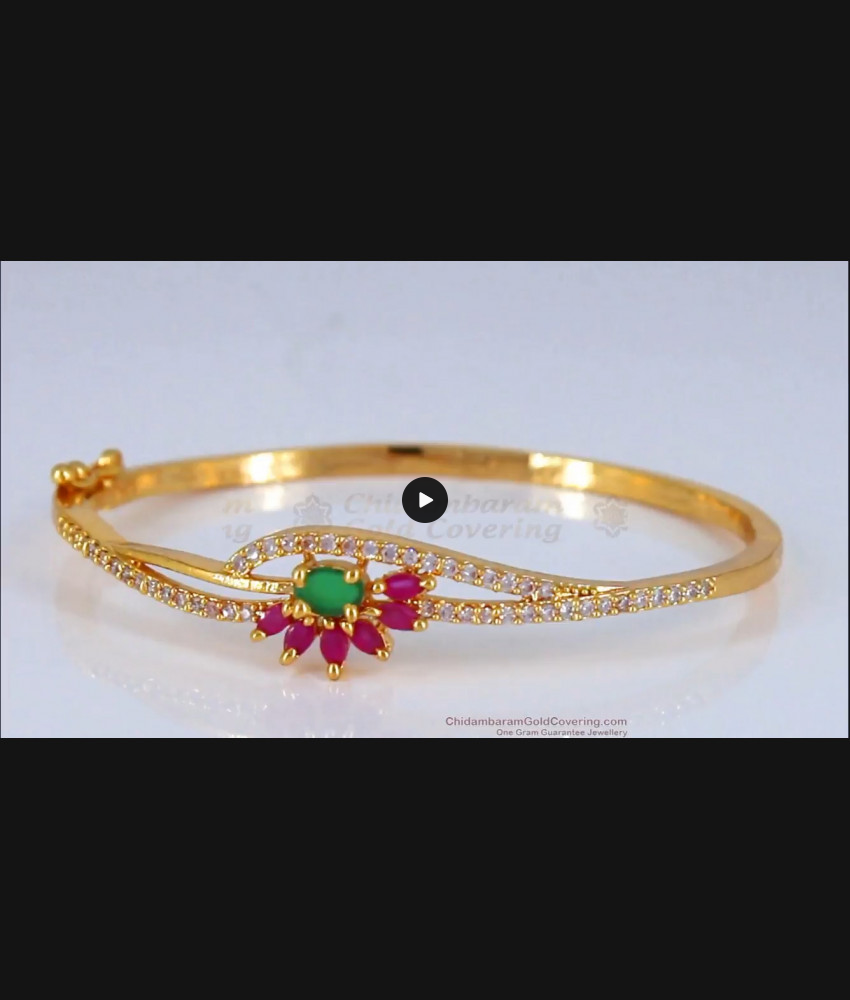 Beautiful Ruby Emerald Stone Gold Open Type Bracelets BRAC349