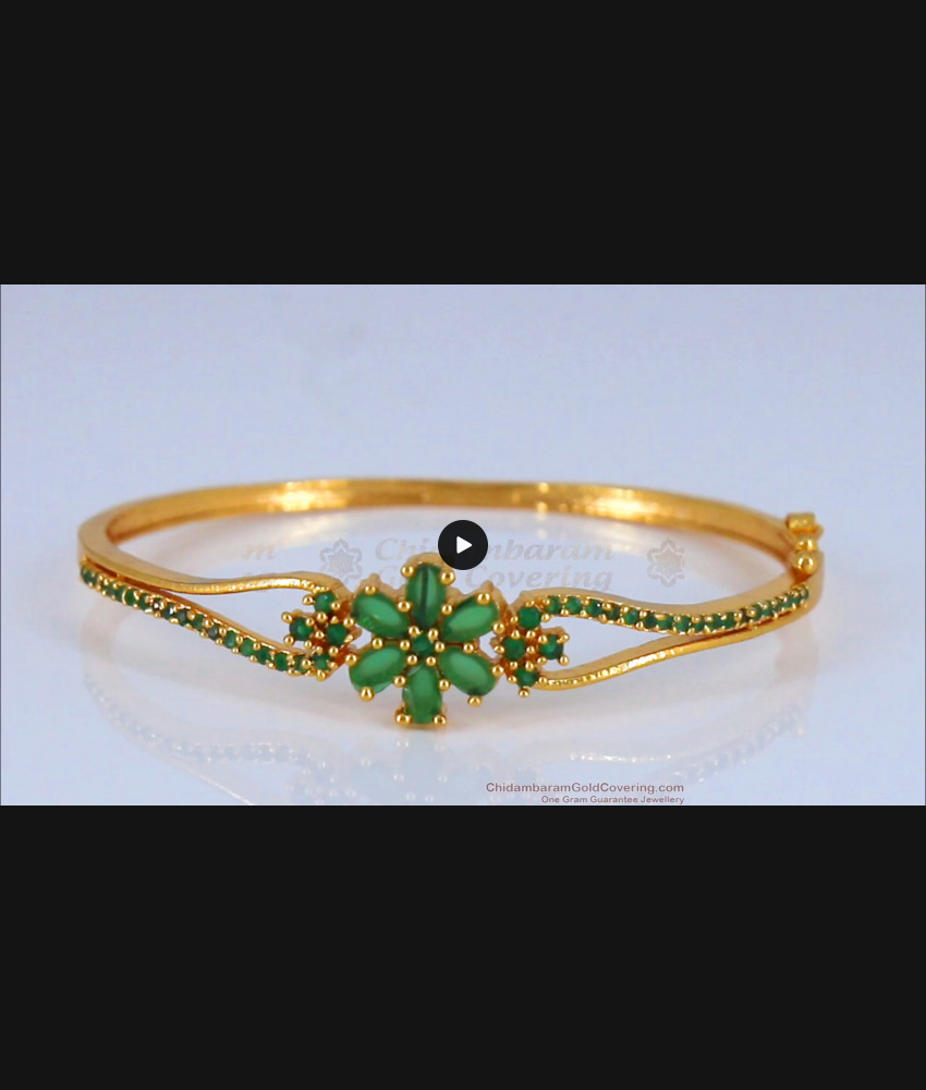 Ravishing Green Emerald Stone Gold Bracelets For Party Wear BRAC357