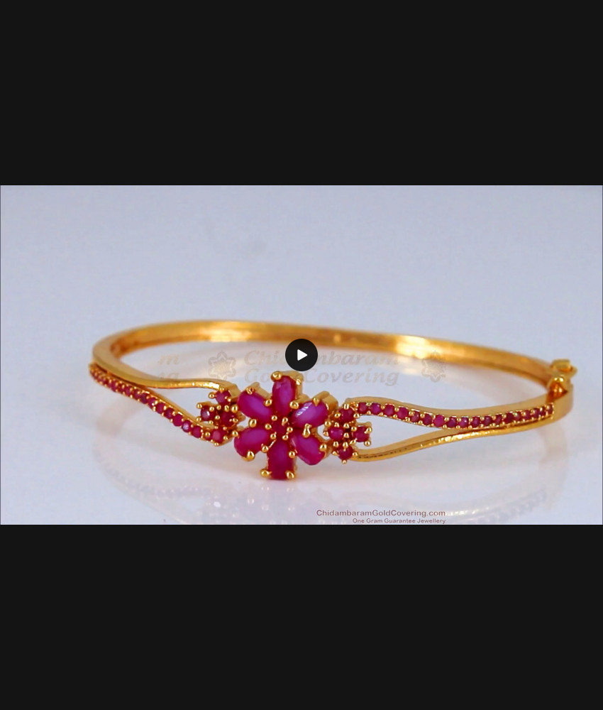 Vibrant Full Ruby Stone Gold Bracelets For Marriage BRAC358