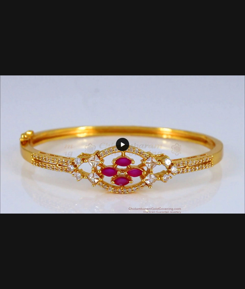 Sparkling Ruby White Stone Gold Bracelets For Party Wear BRAC371