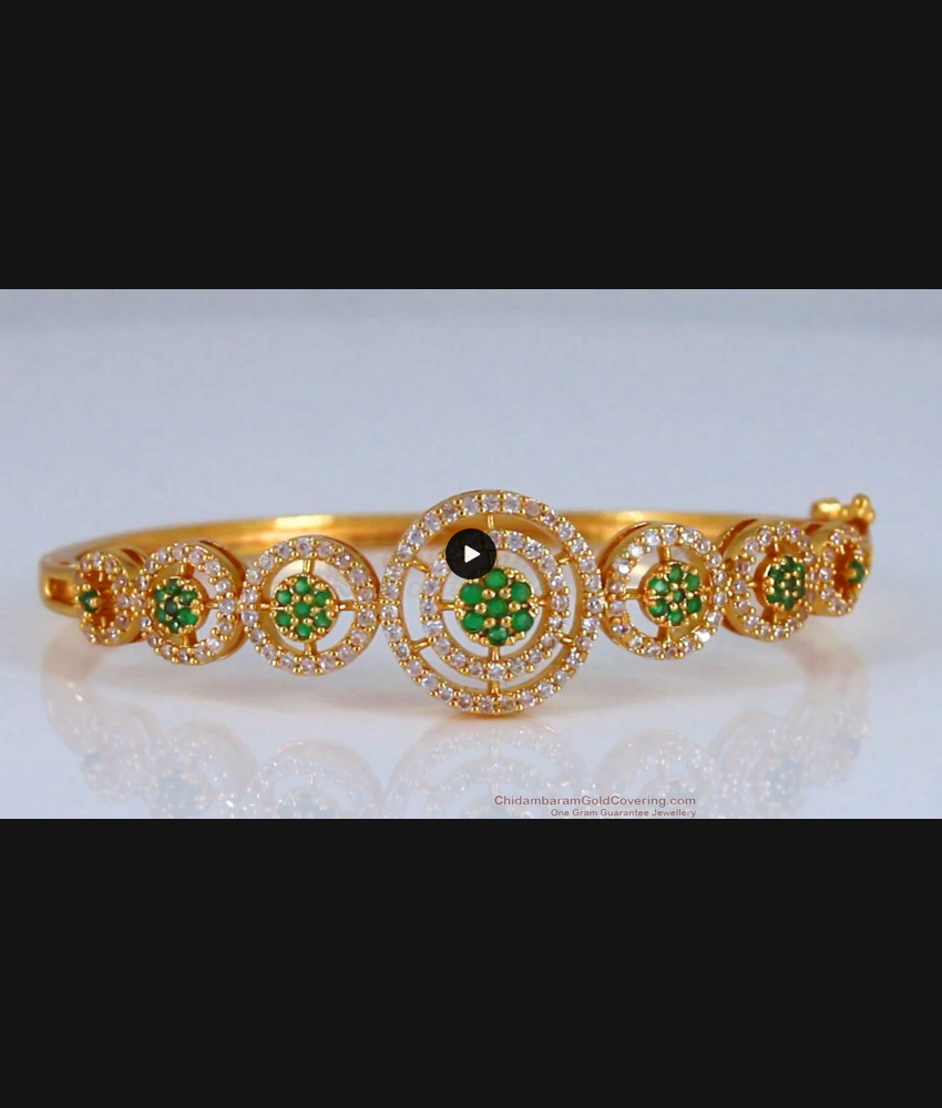 Trendy White Emerald Stone Open Type Gold Bracelet BRAC481