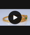 Leaf Design Gold Bracelet Emerald Stone Open Type BRAC486