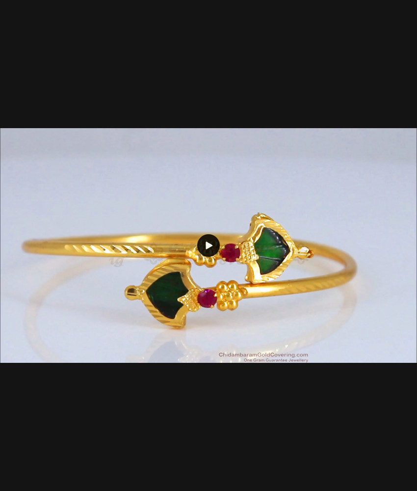 Green Palakka Pink Stone Gold Bracelet Slide Open BRAC497