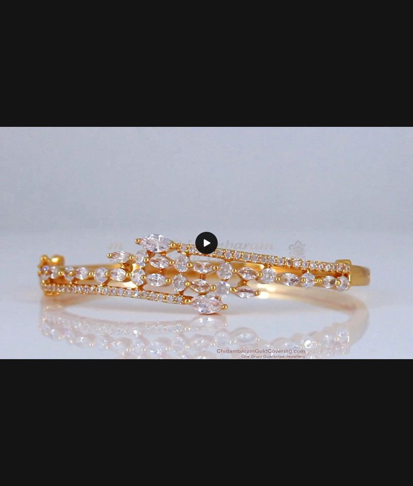 Sparkling Full White Stone Four Layer Lock Type Gold Bracelet BRAC526