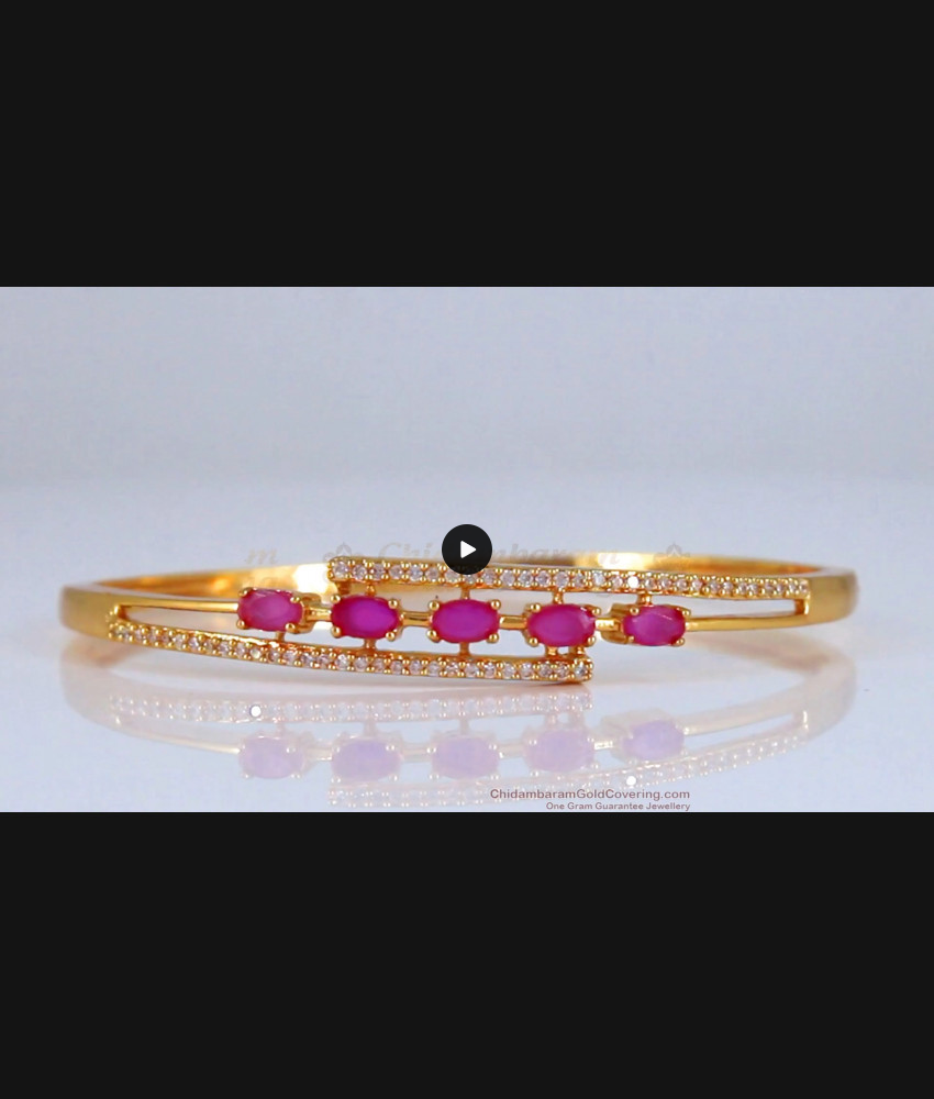 Unique Triple Layer White Ruby Stone Gold Bracelet BRAC529