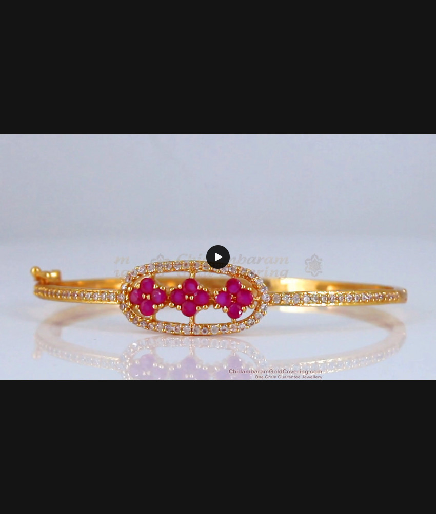 Trendy Oval Shaped Gold Bracelet Ruby Stone BRAC530