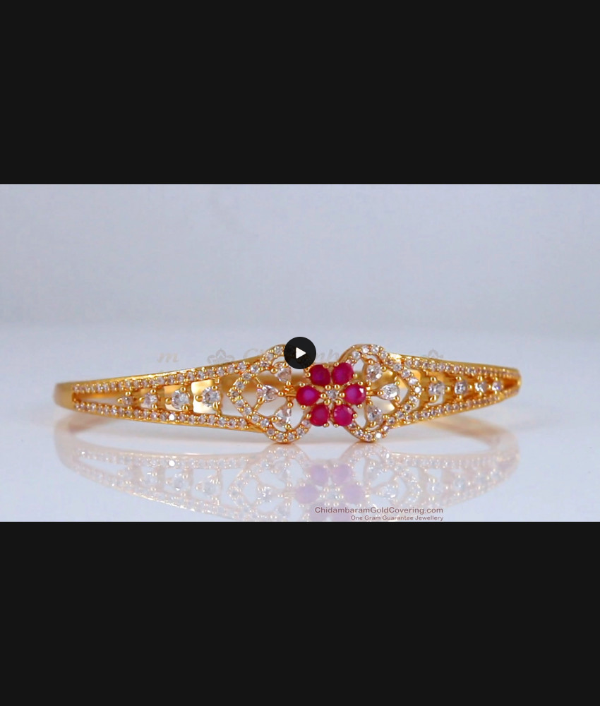 Stylish Open Type Gold Bracelet Diamond Ruby Stone Shop Online BRAC534