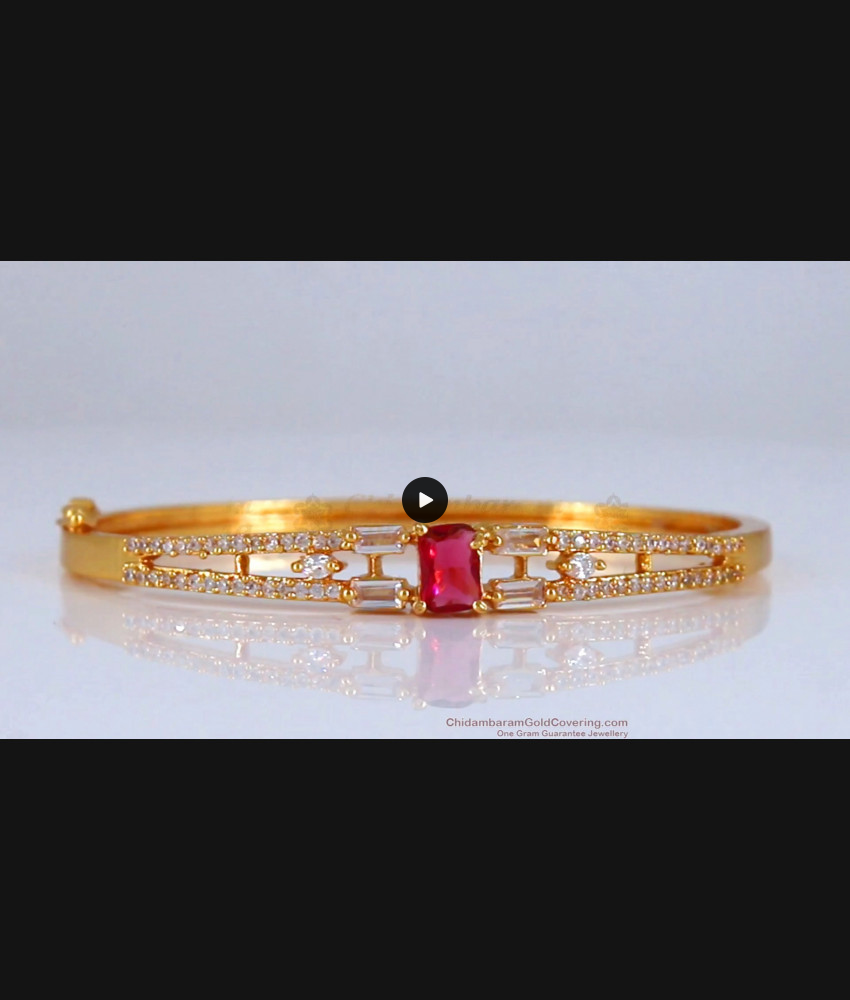 Unique One Gram Gold Bracelet Ruby White Gem BRAC535