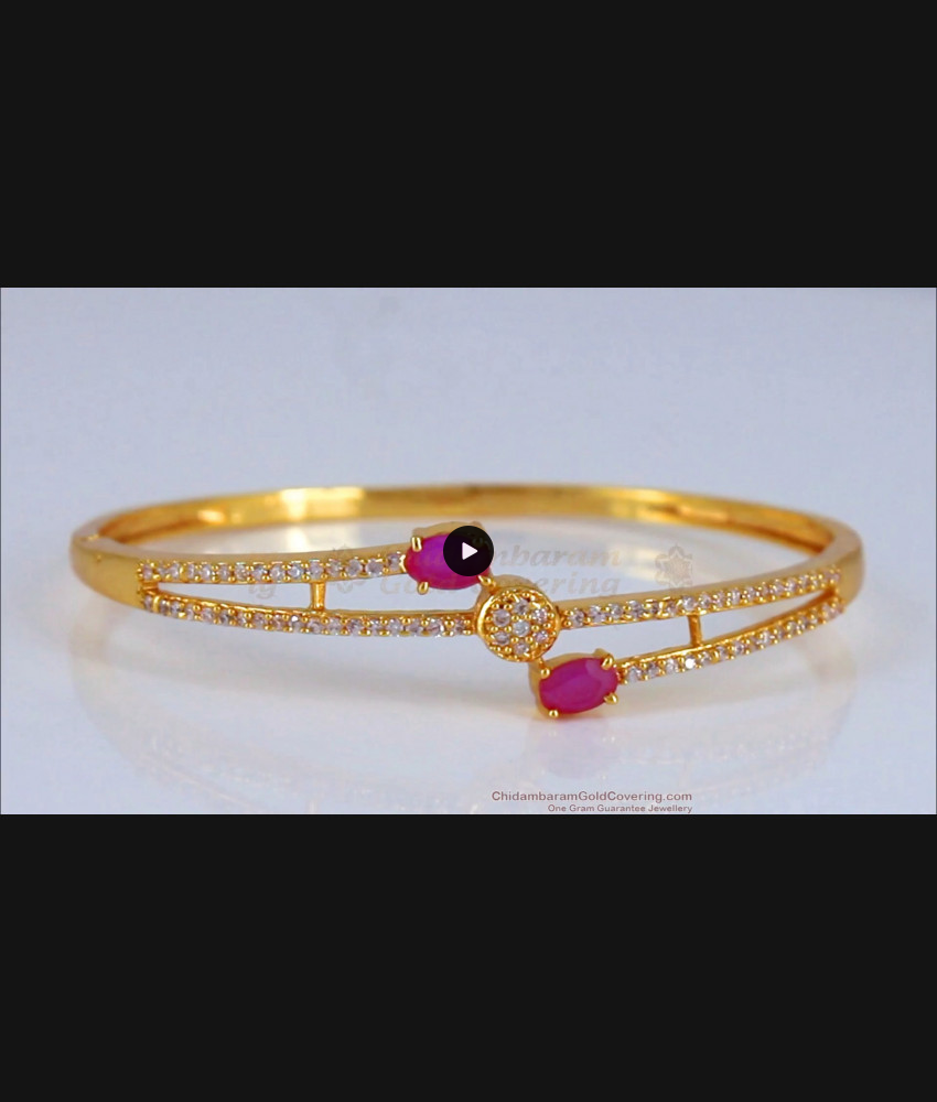 Latest Gold Bracelet Party Wear Design Ruby White Stone BRAC559