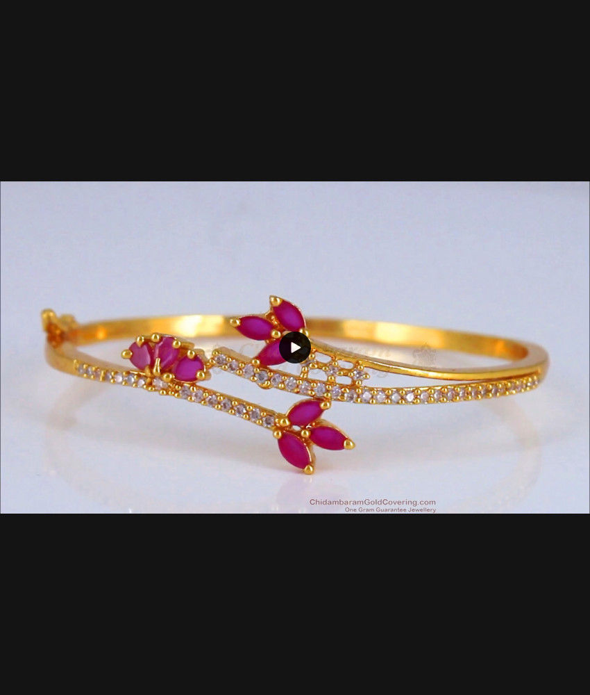 Open Type Bracelet One Gram Gold Ruby White Stone Jewelry BRAC563