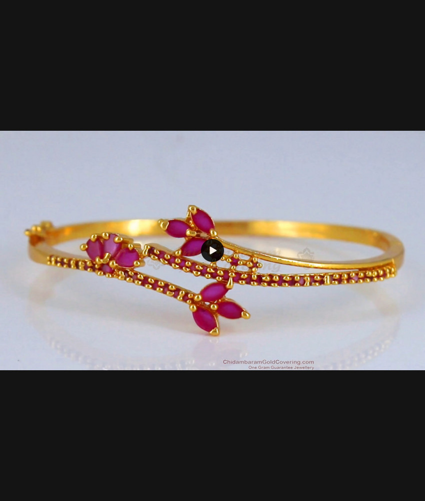 Stylish One Gram Gold Imitation Bracelet Full Ruby Stone BRAC564