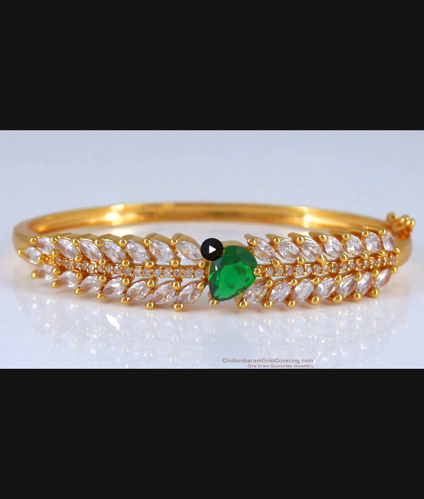 Ravishing One Gram Gold Bracelet Emerald AD White Stone BRAC620