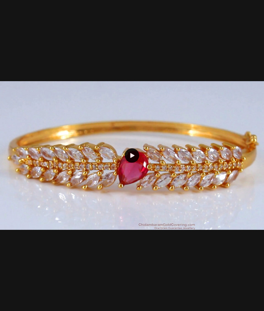 Gold Plated Bracelet Ruby White Stone Womens Collection BRAC621