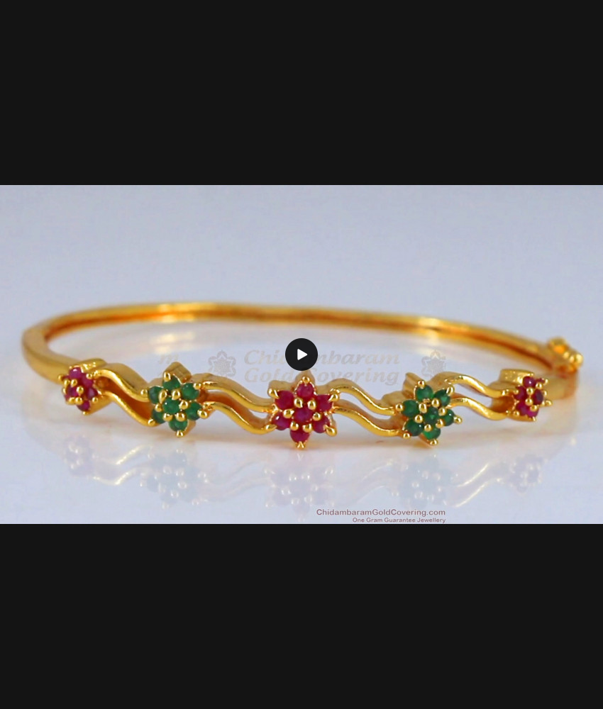 Emerald Ruby Stone Gold Imitation Bracelet Shop Online BRAC624