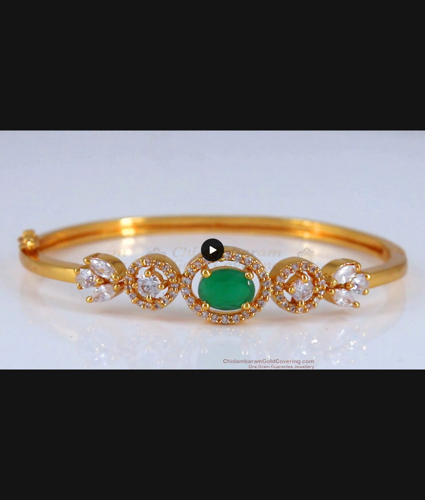 24Kt Gold Plated Bracelet Emerald Stone Womens Collection BRAC628