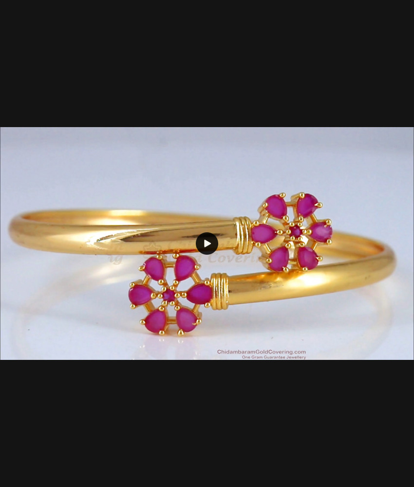 Floral Ruby Stone Gold Covering Bracelet Shop Online BRAC630