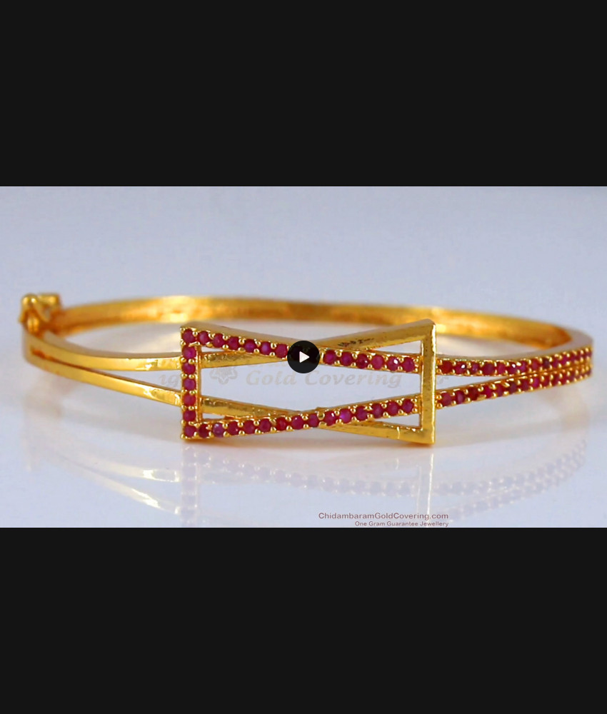 Stylish Gold Bracelet Ruby Stone Triangle Design Shop Online BRAC636