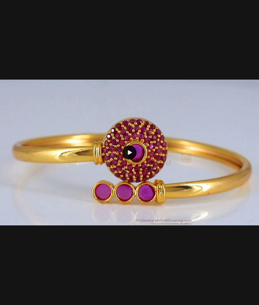 One Gram Gold Plated Bracelet Ruby Stone Circle Shape BRAC637