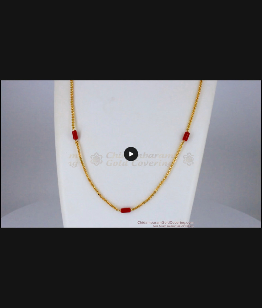 CDAS18 Thin Gold Chain With Red Beads for Daily Use Shop Online