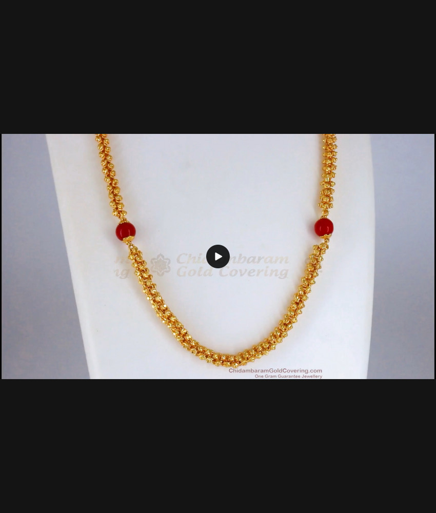 CDAS21-LG Ruby Beads Gold Plated Long Chain Designs For Womens