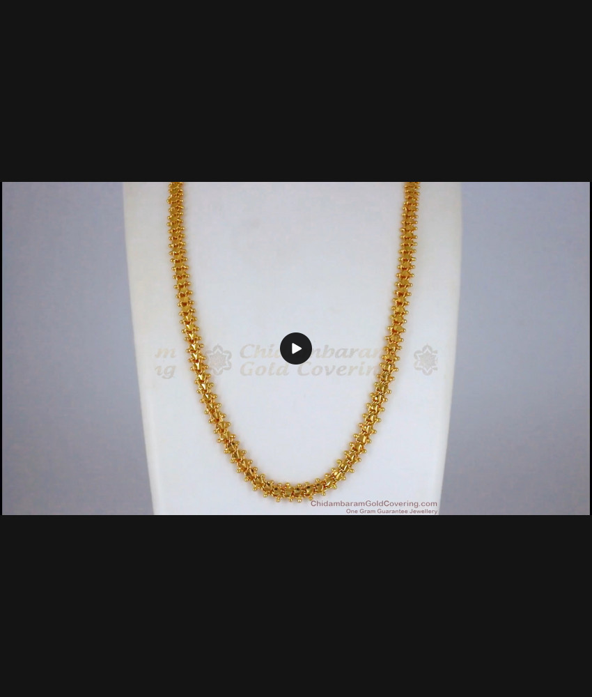 CHRT49 Attractive Heart Model Gold Long Chain with Beads Buy Online