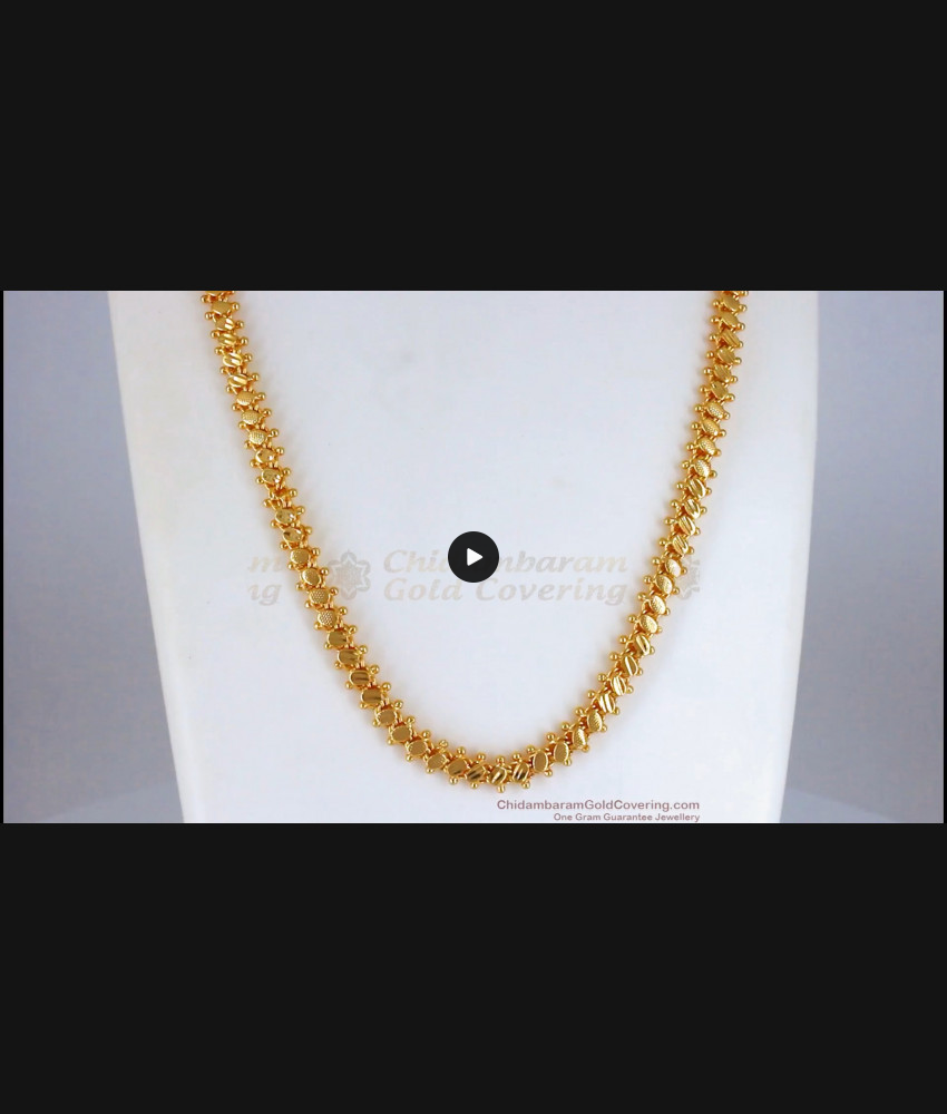 CHRT54 Oval With Beads Gold Plated Long Chain Collections