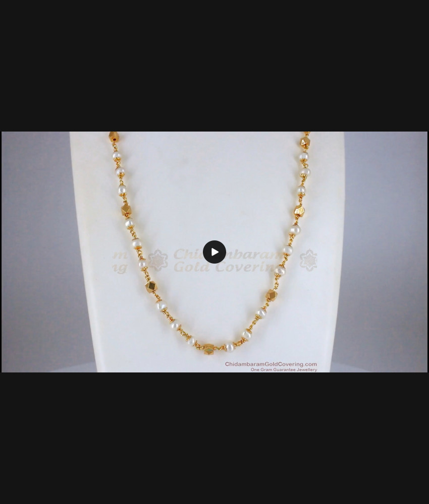 CKMN100 White Pearls Gold Long Chain Shop Online Collections