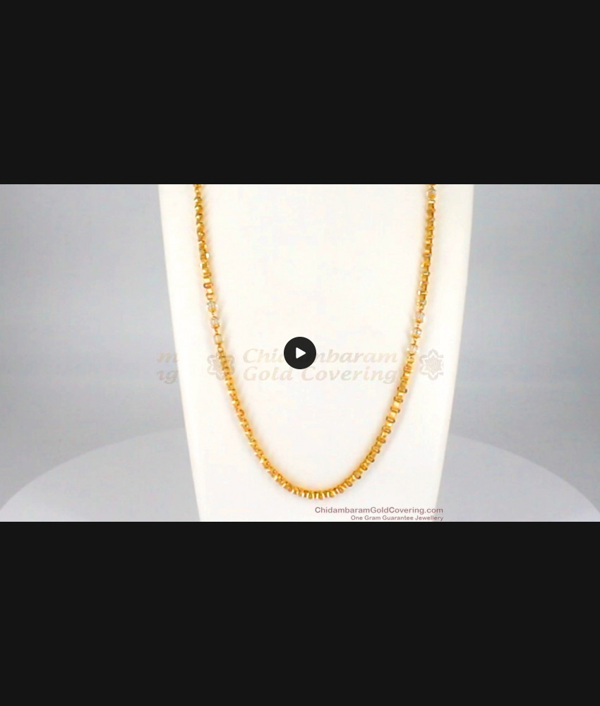 CKMN72 - Mixed White Crystal Design Gold Beads Daily Wear Chain Collections