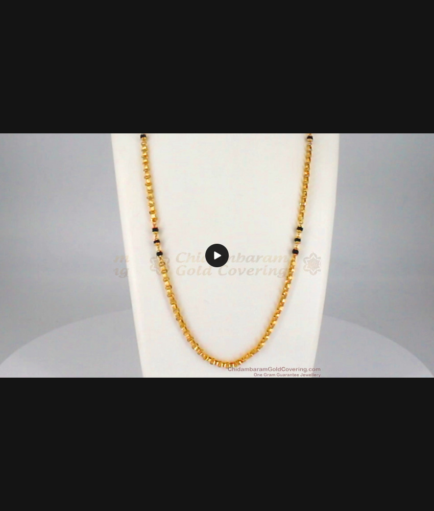 CKMN73 - Mixed Black Crystal Design Gold Beads Daily Wear Chain Collections