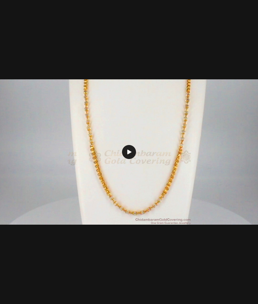 CKMN74 - Mixed White Crystal Design Gold Beads Daily Wear Chain Collections