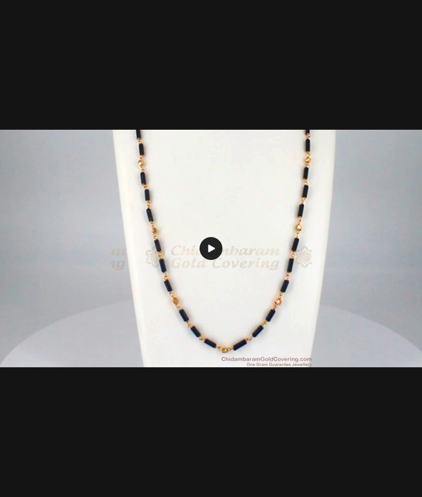 CKMN75 - Black Crystal Design Gold Beads Daily Wear Chain Collections