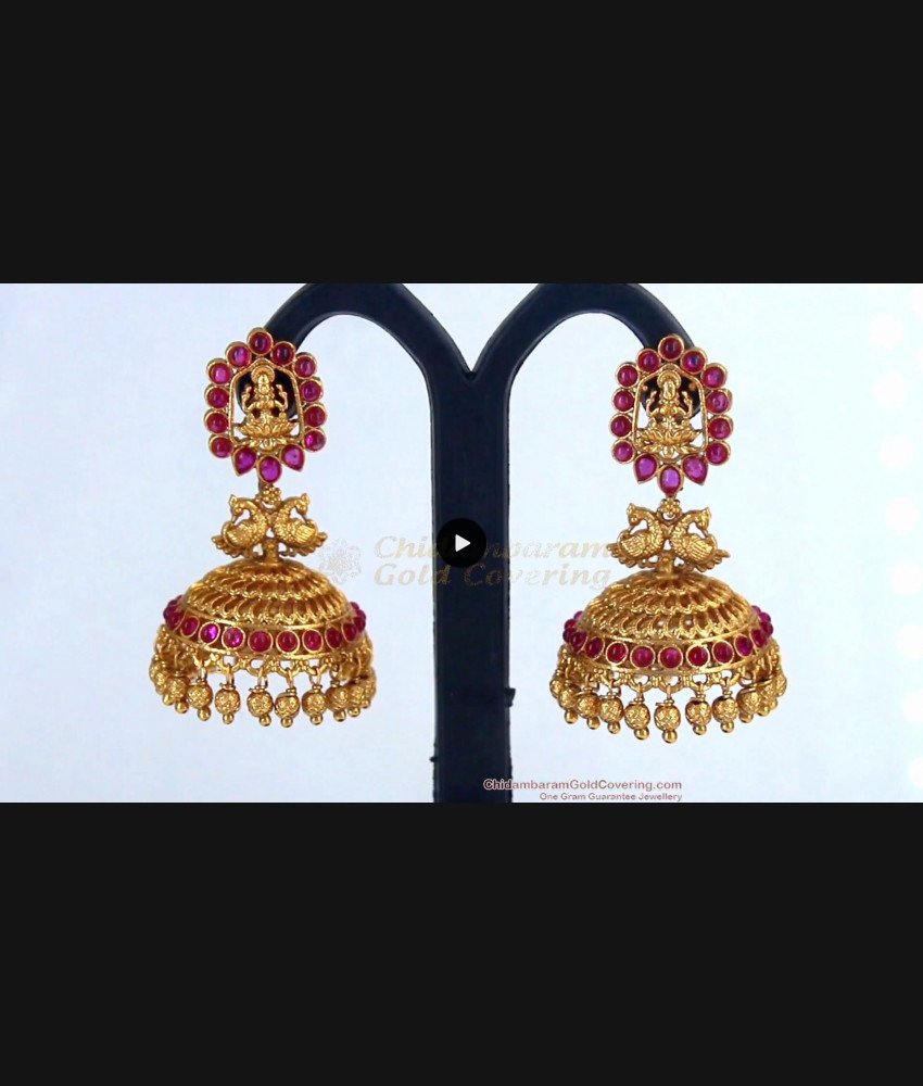 First Quality Nagas Lakshmi Temple Jhumkas With Kemp Stone Antique Earrings Collection Online ER2118